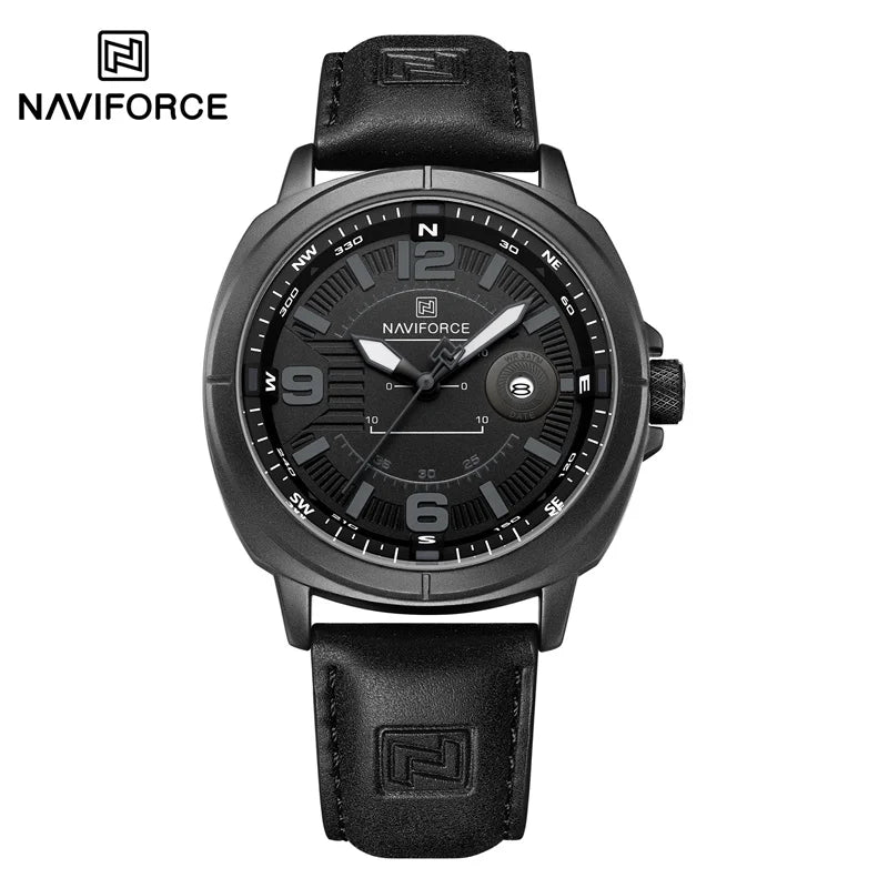 NAVIFORCE 2025 NF8078 Genuine Leather Shockproof Watch
