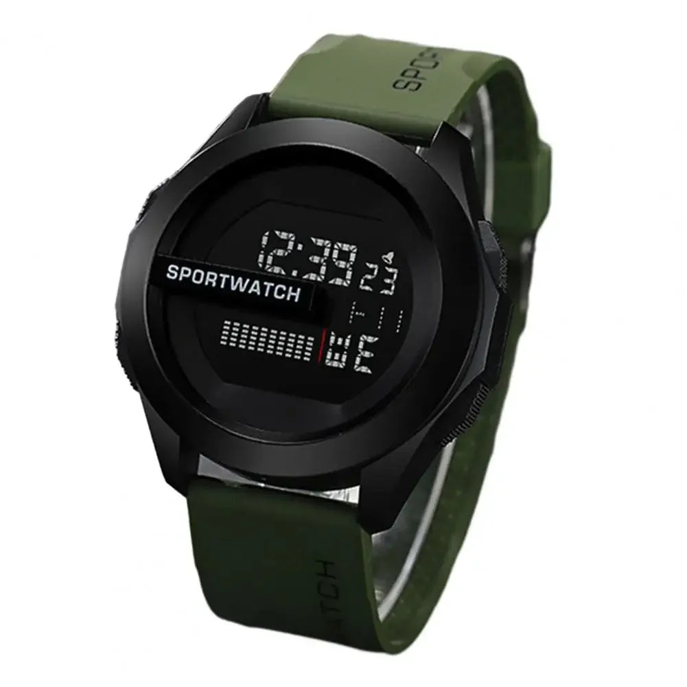 Digital sports watch with LED display, alarm and multifunction features