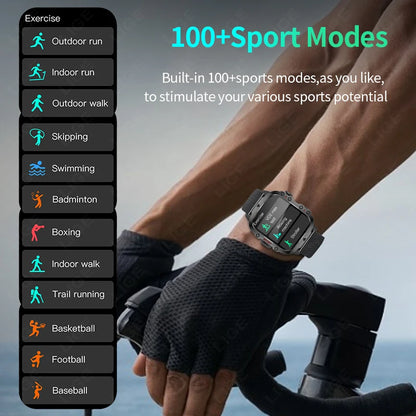 Montre Intelligente Homme Militaire Extérieur Sport Santé Moniteur Appel Bluetooth Assistant Vocal Étanche Pour Android IOS Montre Connectée