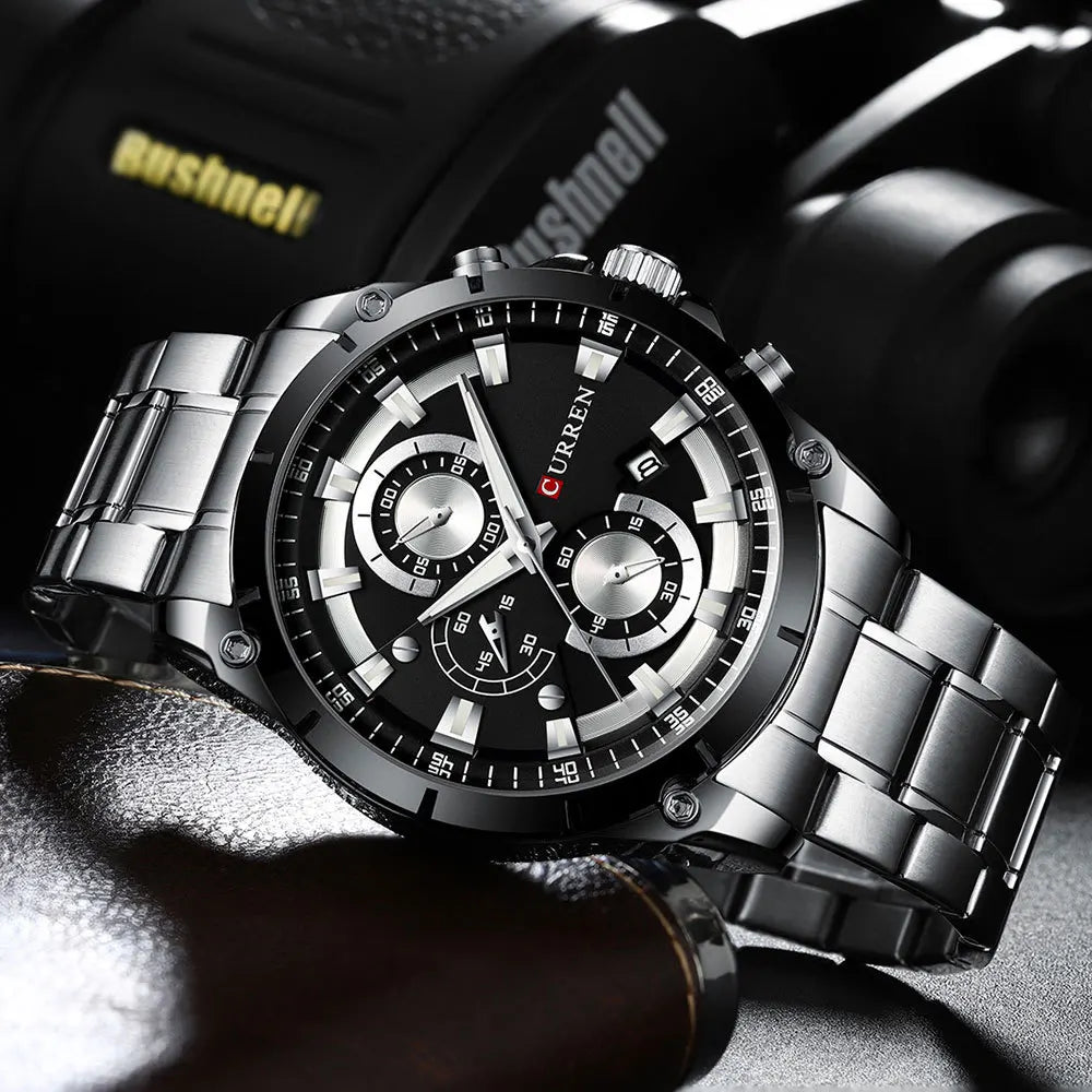 Montre-bracelet homme à quartz CURREN 8360, étanche, de style professionnel, minimaliste, en acier inoxydable, multifonction, six aiguilles, avec calendrier