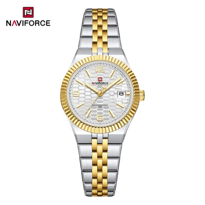 NAVIFORCE Montre de sport pour femmes, haute qualité, étanche, en acier inoxydable, horloge romantique, montre-bracelet à quartz pour dames, Reloj Mujer