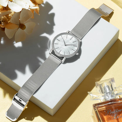 Montre à quartz Hannah Martin de luxe en or rose et diamants