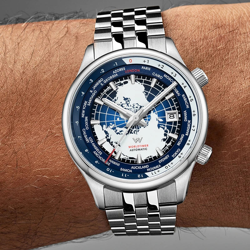 WM Watch Automatic Mechanical Men Watches High Quality Sapphire World Time Original Recognized Brand Welly Merck Watch Man WM057