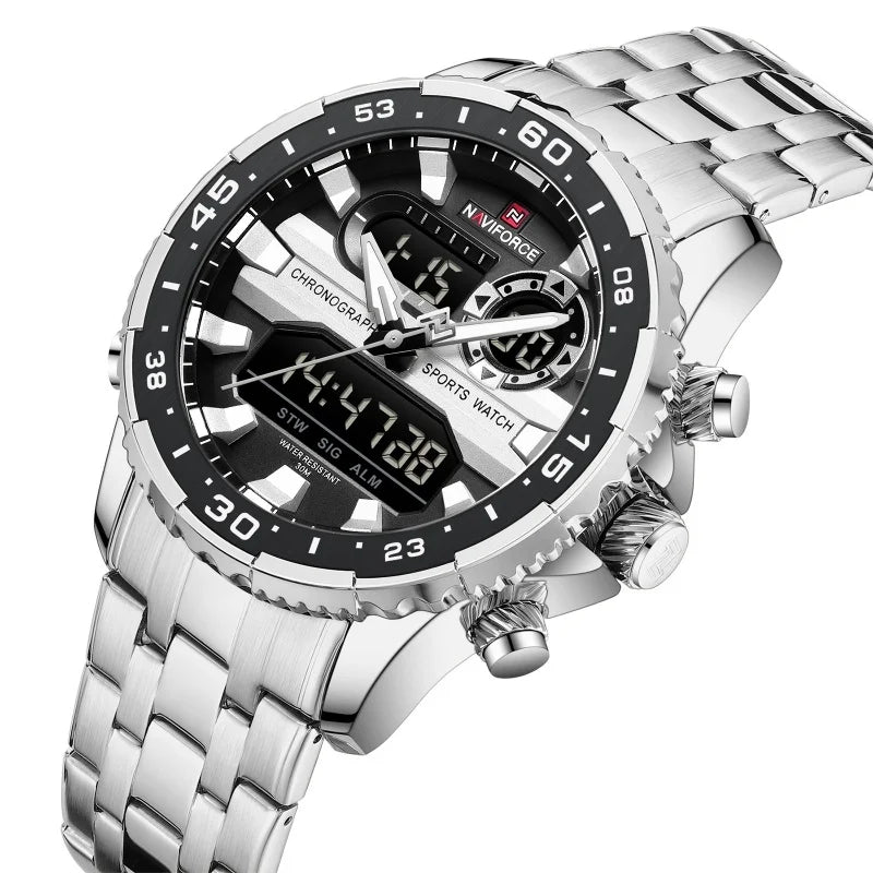 Montre homme NAVIFORCE de marque mode noir or, montres-bracelets de luxe à quartz, sport, étanche, bracelet en acier inoxydable NF9234