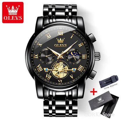 OLEVS 2859 Montre de luxe étanche en acier inoxydable à quartz pour hommes Chronographe Lumineuse Montres-bracelets pour hommes Relojes Para Hombre