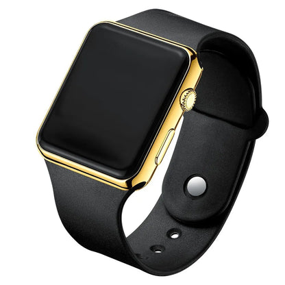 Montre numérique simple pour hommes femmes Mode sport Montre électronique LED Bracelet en silicone noir Montre décontractée pour hommes Reloj Hombre