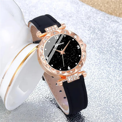 Montres pour femmes, ensemble de 5 pièces, montres-bracelets élégantes et luxueuses en strass pour femmes, montre à quartz pour fille, bracelet-montre, cadeau