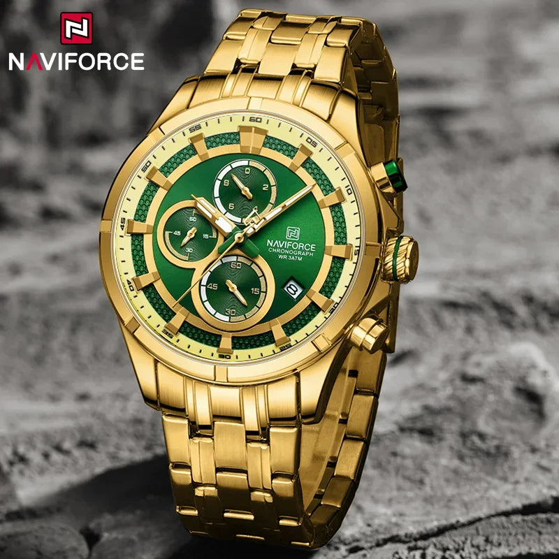 NAVIFORCE NF8046  Watch Business Luminous Waterproof Stainless Steel Strap Chronograph Quartz Wristwatch