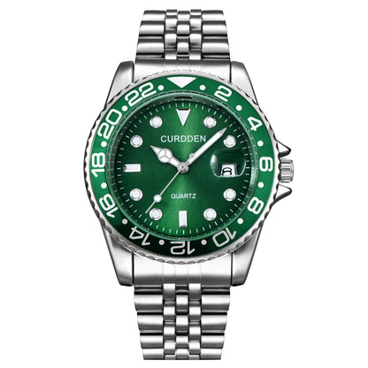 Montres Hommes Marque Célèbre Étudiants Garçons Mode Bracelet Acier Inoxydable Décontracté Calendrier Montre à Quartz Vert Relogios Masculinos 2024