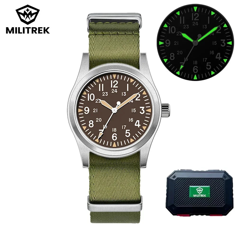 Montre Homme MILITREK 2026 Nouvelle Montre Militaire Rétro Quartz VH31 37mm Saphir Acier Inoxydable Étanche 100m Lumineux C3 Reloj Hombre