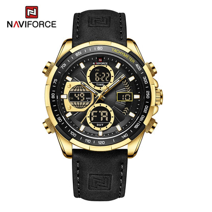 Nouvelles montres NAVIFORCE pour hommes en cuir montres-bracelets militaires de sport étanches à quartz chronographe masculin