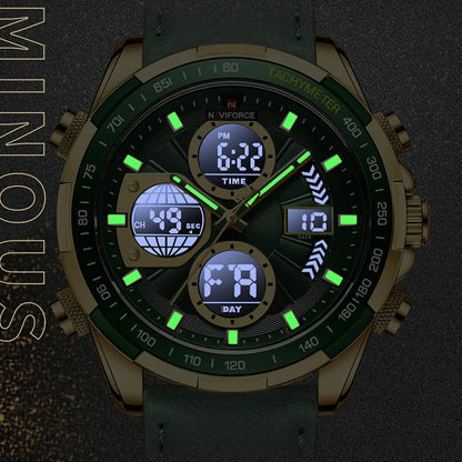 Nouvelles montres NAVIFORCE pour hommes en cuir montres-bracelets militaires de sport étanches à quartz chronographe masculin
