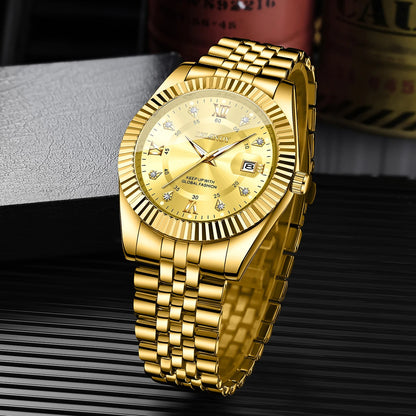 ChronoState Roma Crystal – Montre d'Affaires de Luxe à Quartz | Montre Homme en Acier avec Calendrier Strass