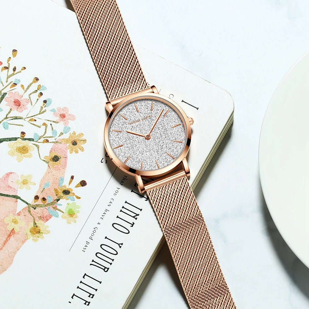Hannah Martin 36mm Rose Gold Mesh Strap Watch