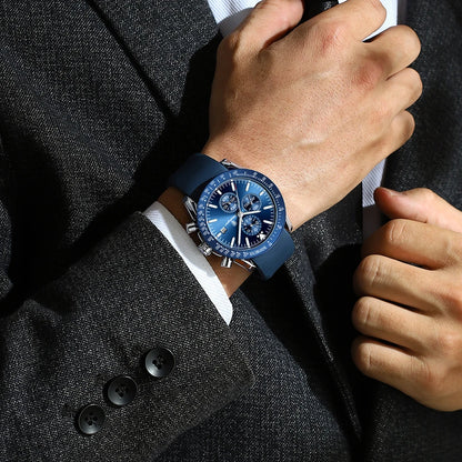 POEDAGAR Montre Homme de Luxe Étanche Lumineuse Date Chronographe Montre-Bracelet à Quartz Homme Haute Qualité Sport Cuir Homme Montres