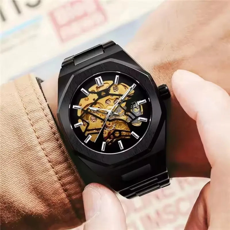 Forsining 344D Luxury Fashion Men's Mechanical Watch Skeleton Hollow Exquisite Dial Business Men's Automatic Watch reloj hombre