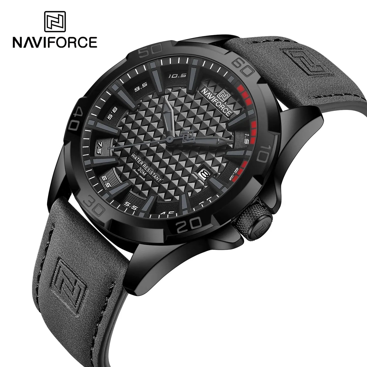 Montre-bracelet à quartz décontractée NAVIFORCE pour homme, style militaire, avec calendrier, étanche, en cuir, pour homme d'affaires, Relogio Masculino