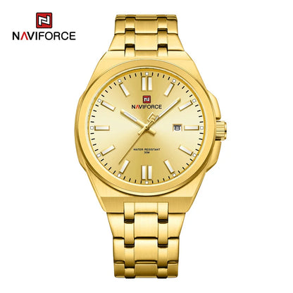 Montre à quartz NAVIFORCE pour hommes, de luxe, pour affaires, lumineuse, en acier inoxydable, étanche, calendrier, montre-bracelet, Reloj Hombre