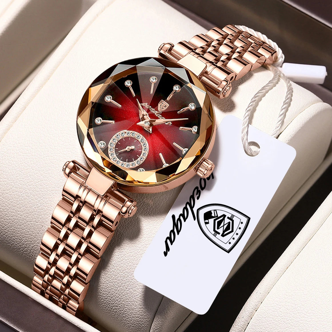 POEDAGAR Montres Exquises et Élégantes pour Femmes Étanche Cuir Haute Qualité Originale Montre Femme Quartz Montre-bracelet Dame