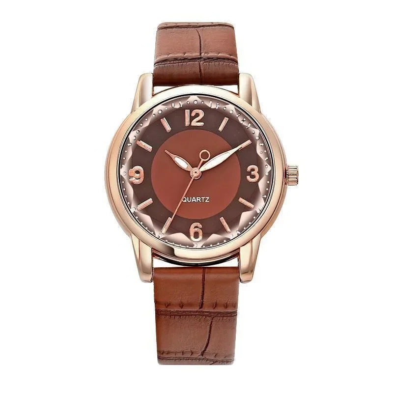 Montre à bracelet en cuir pour femme, verre polygonal, horloge de luxe, cadran créatif, mode, montre à quartz