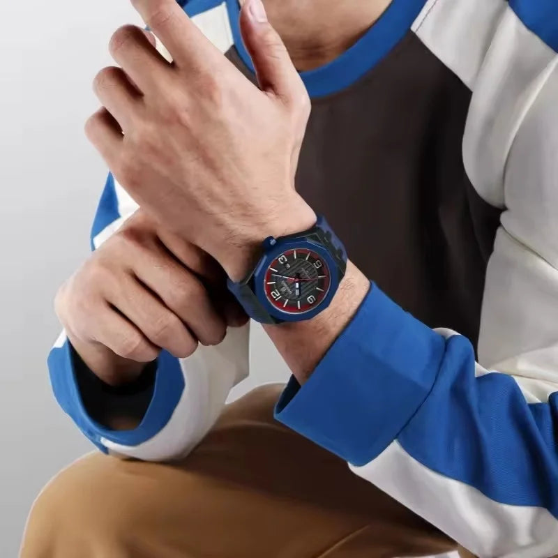 NAVIFORCE 8079 Montre à Quartz Tendance pour Hommes Étanche Veilleuse Calendrier Bracelet en Silicone Montre Décontractée pour Hommes relógios masculino
