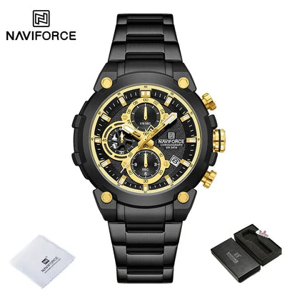 Montre Militaire Homme NAVIFORCE Luxe Étanche Quartz Chronographe Bracelet Montre Masculino Tendance Horloge