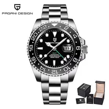 Montre Homme PAGANI DESIGN GMT 40mm Automatique Verre Saphir Acier Inoxydable Étanche Top Marque Cadeau RelogioMasculino