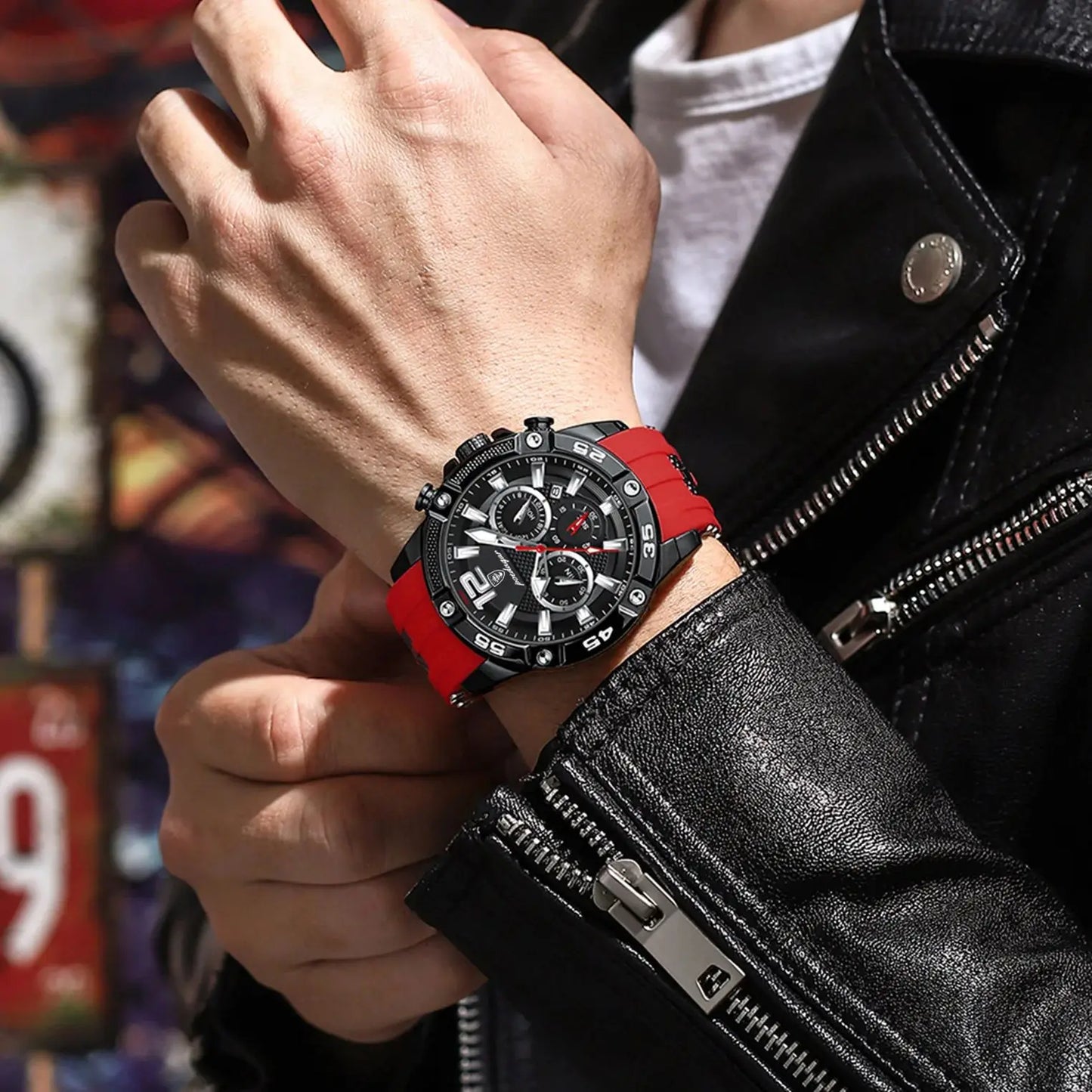 POEDAGAR Montre Homme Luxe Décontractée Étanche Lumineuse Chronographe Date Montre-Bracelet Homme Militaire Quartz de Haute Qualité