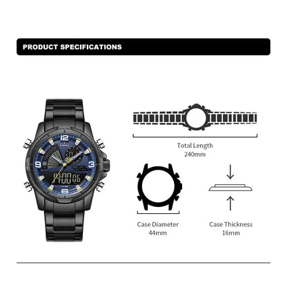 NAVIFORCE NF9257 Dual Display Stainless Steel Watch