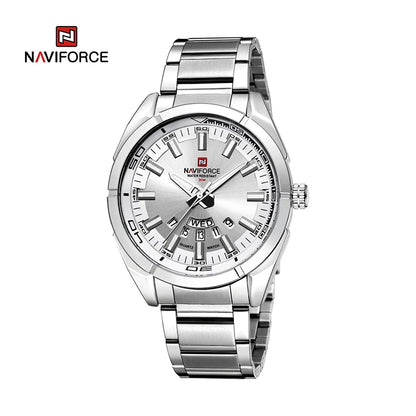 Montre NAVIFORCE classique décontractée pour homme, en acier inoxydable, sport, étanche, affichage de la date, horloge à quartz, Relogio Masculino