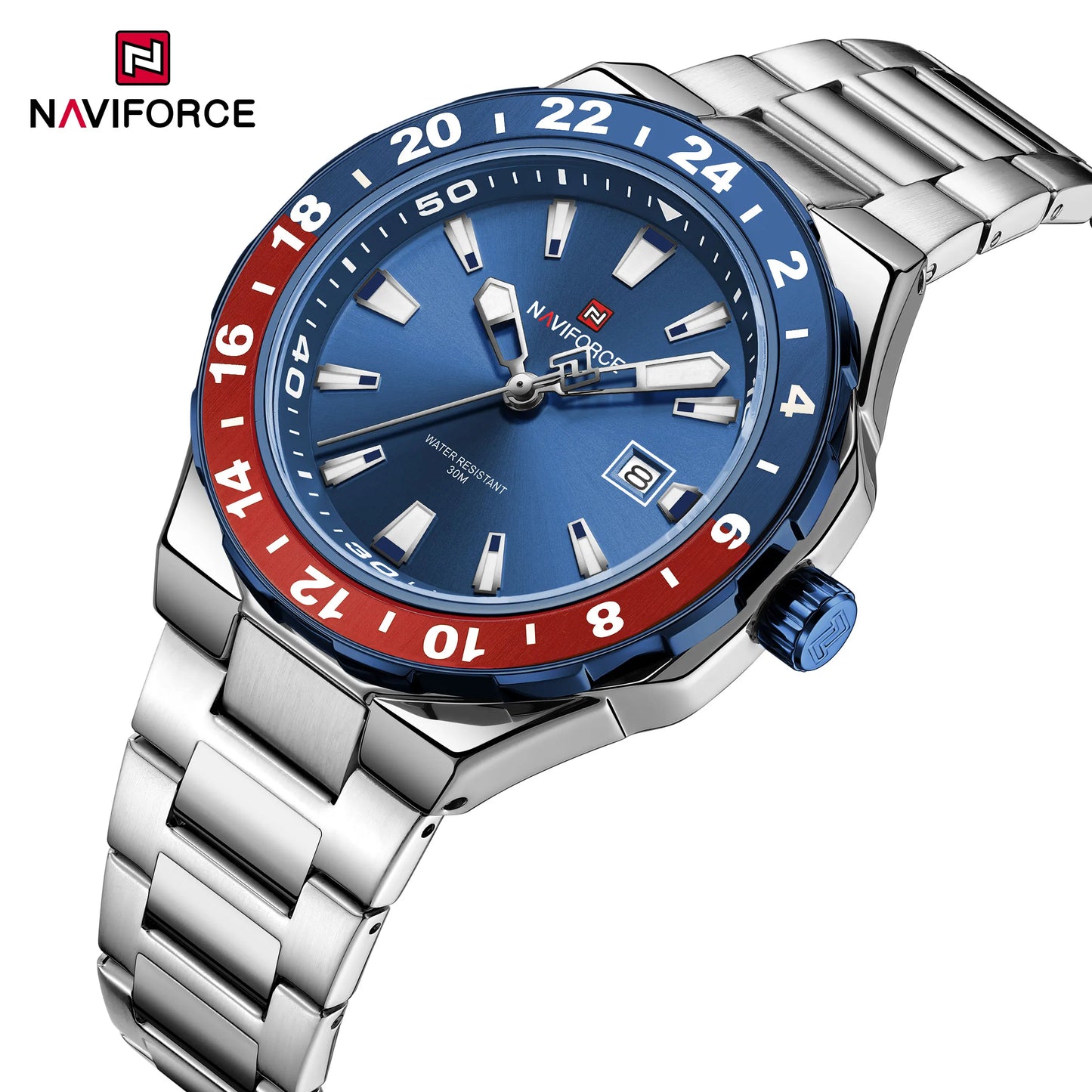 NAVIFORCE – Montre de luxe sportive à quartz, lumineuse, avec calendrier, pour homme, en acier inoxydable, étanche, Relogio Masculino