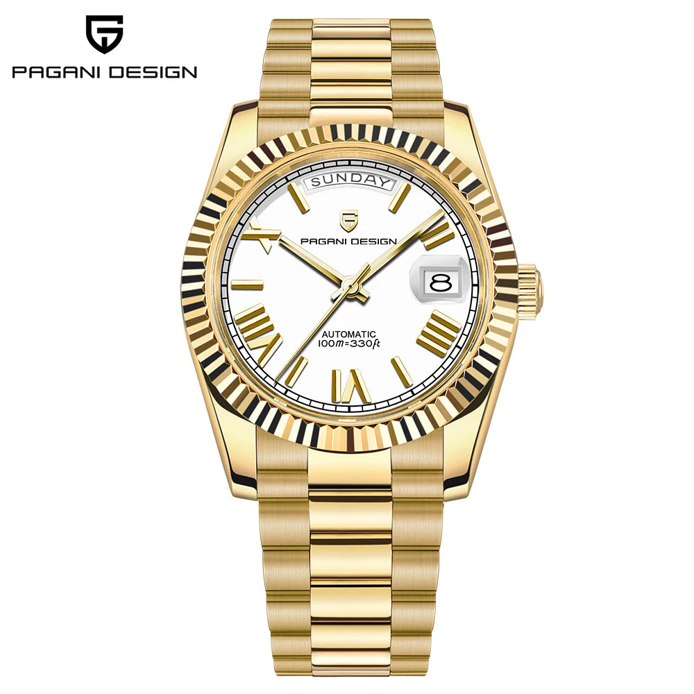 PAGANI DESIGN Nouvelle Montre Automatique DD36 de Luxe en Or Rose pour Homme Montre-Bracelet Mécanique Étanche 10 bars avec Verre Saphir AR