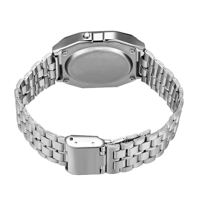 F91W Montre Bande Acier Non Étanche pour Femmes, Hommes, Horloge Professionnelle, Montre Sport Numérique LED Multifonctionnelle, Horloge Électronique