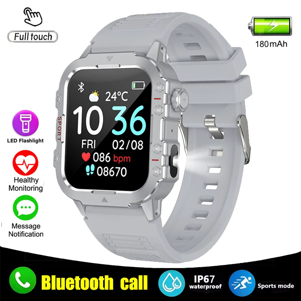 Montre intelligente militaire pour hommes 2026 IP67 3ATM, moniteur de santé de suivi de fitness sportif en extérieur de 1,44 pouce avec appel Bluetooth