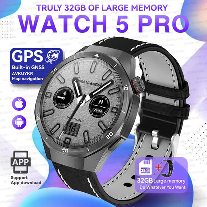 Montre connectée 2026 nouvelle Watch 5 Pro GPS Navigation cartographique 32 Go de mémoire Lecture vidéo et musique Appel NFC Alliage de titane Étanche pour homme