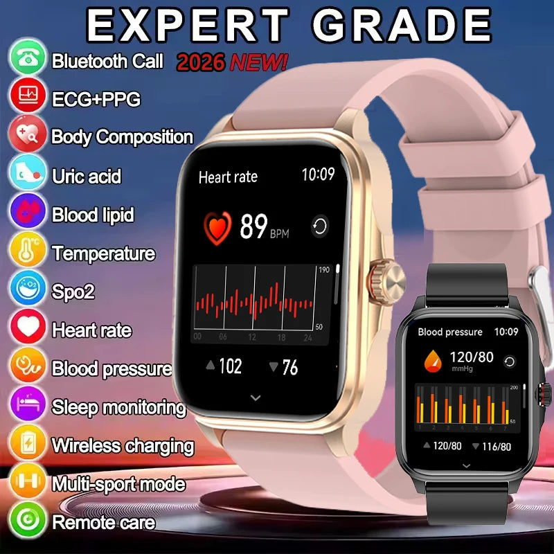 Montre connectée de santé 2026, surveillance de la fréquence cardiaque, de l'oxygène sanguin, de la pression artérielle, appels Bluetooth, GPS IP67, suivi des montres connectées