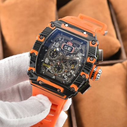 Nouvelle génération de montre de sport creuse, design professionnel, montre moderne, mécanisme sportif, mouvement à quartz, petits trois disques, montre artisanale
