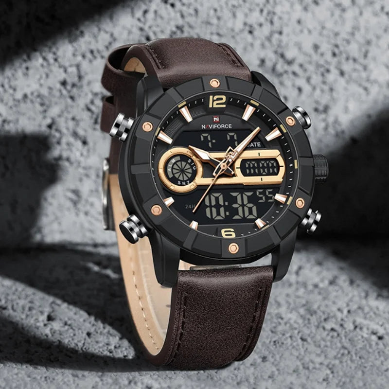 Montre Homme NAVIFORCE Tendance Sport Étanche Alarme Compte à Rebours Affichage Calendrier Automatique Marque de Luxe Montre Quartz Originale Homme