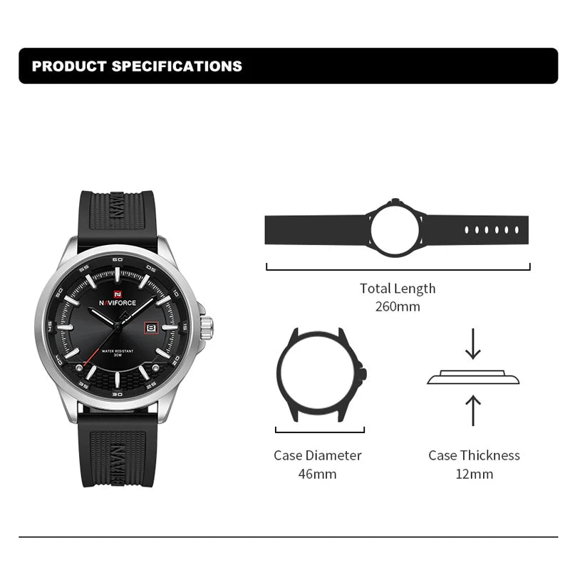 NAVIFORCE NF9248T Business Casual Silicone Strap Watch