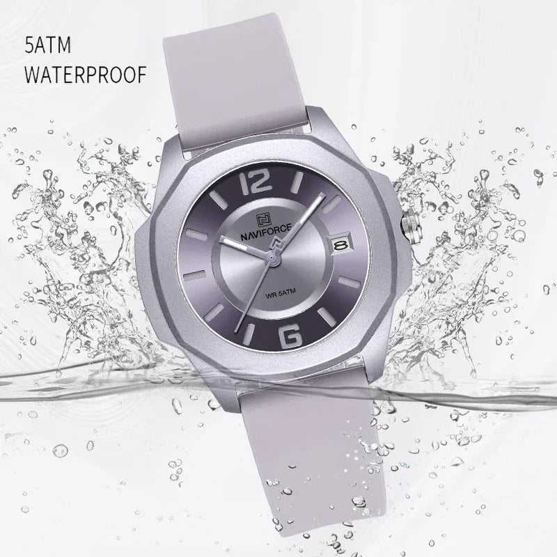 NAVIFORCE -7107 Montre Bracelet en Silicone à Quartz