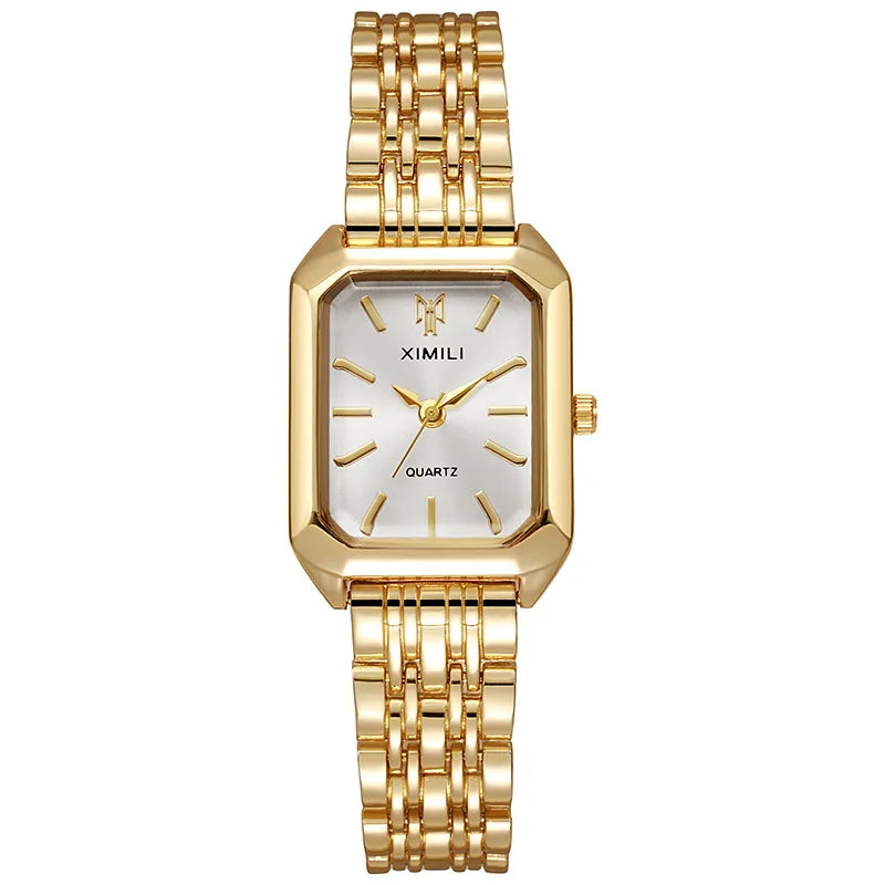 Montres de Luxe pour Femmes, Montre-Bracelet de Forme Rectangulaire en Acier, à Quartz, Reloj Mujer, Relogio Feminino, Cadeau pour Fille