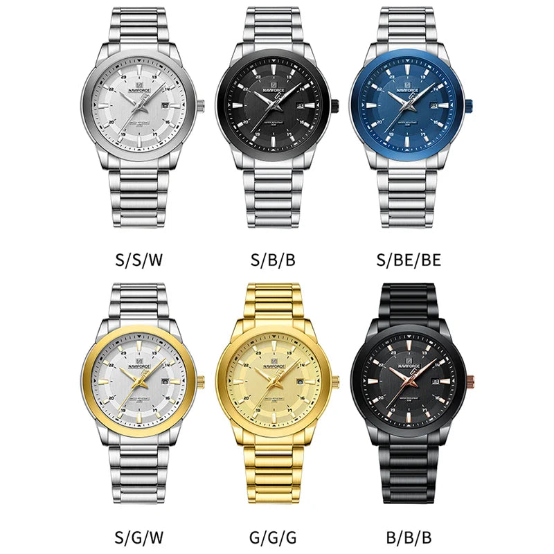 Montres NAVIFORCE NF8029 Bracelet en acier inoxydable Décontracté Homme Quartz Sport