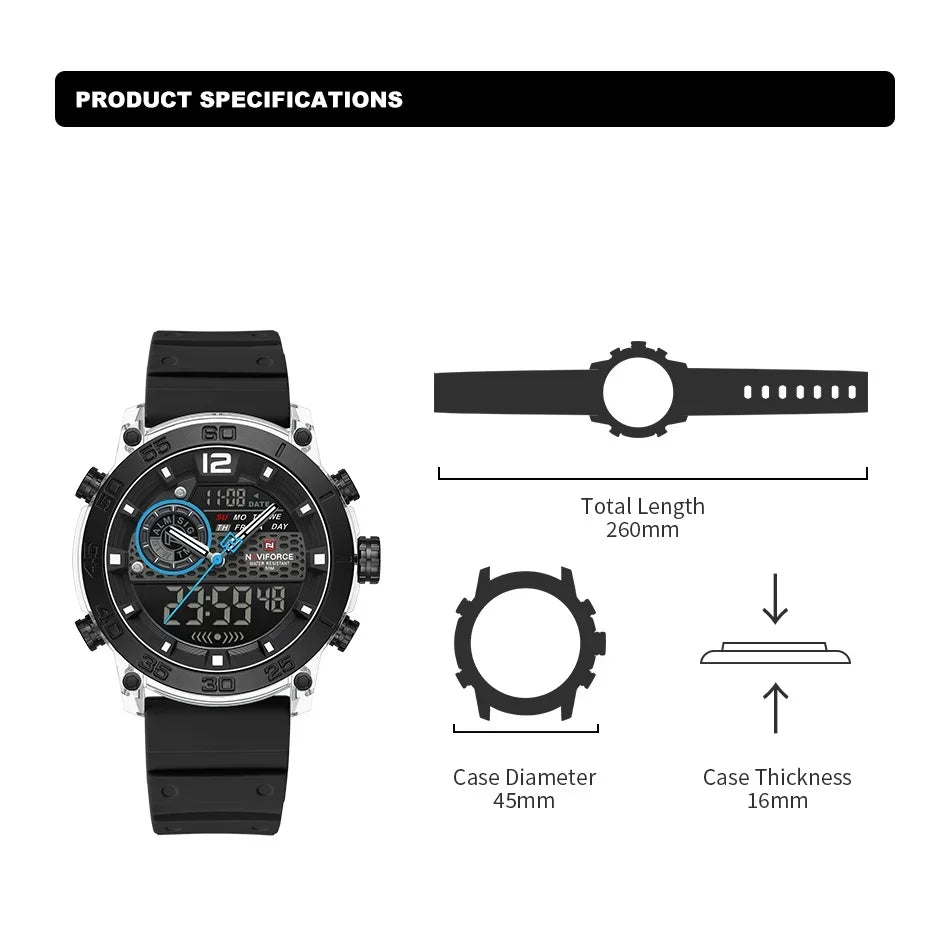 NAVIFORCE NF6104 Dual Display Multifunction Watch