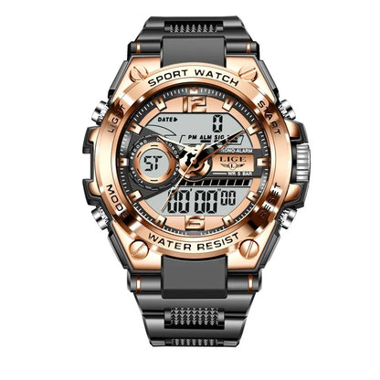 LIGE Digital Military LED Chronograph Watch 50m 24cm