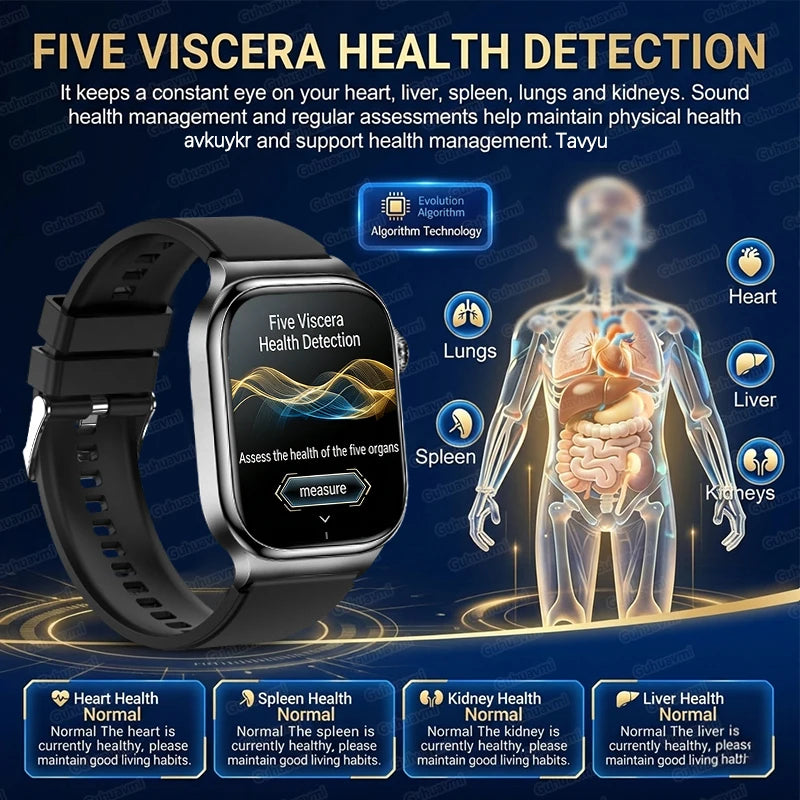 2026 Nouvelle Montre Connectée de Diagnostic Précis Graisse Corporelle ECG Oxygène Sanguin TA Santé Sport Écran AMOLED HD Appel Montres Intelligentes homme femme