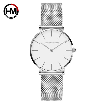 HANNAH MARTIN Brand Quality Stainless Steel Japan Quartz Movement Waterproof Women 36mm Full Rose Gold Ladies Dropshipping Watch
