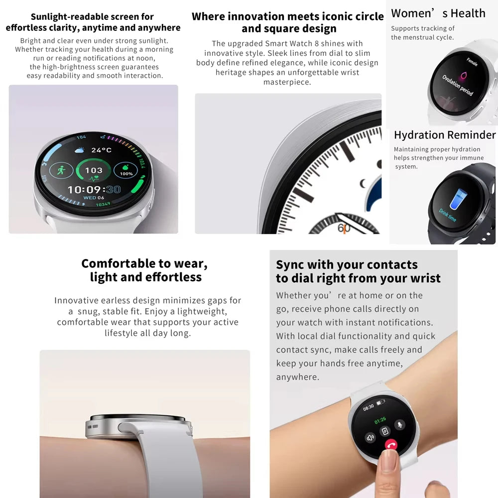 Montre Connectée Étanche HD 2026 Prévisions Météo en Temps Réel Montres Homme Sport Femme AMOLED Pour Android IOS cadeaux de vacances