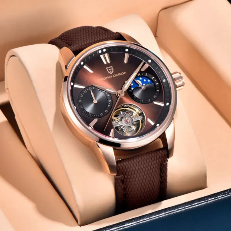 Montre de luxe automatique ChronoState YS021 Imperial Tourbillon avec bracelet en cuir