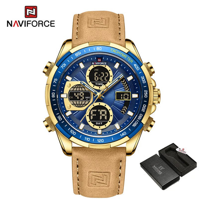 Montre Militaire NAVIFORCE pour Homme Chronographe Multifonction Sport Étanche 3ATM avec Alarme Affichage Jour et Date Cadeaux pour Hommes Horloge