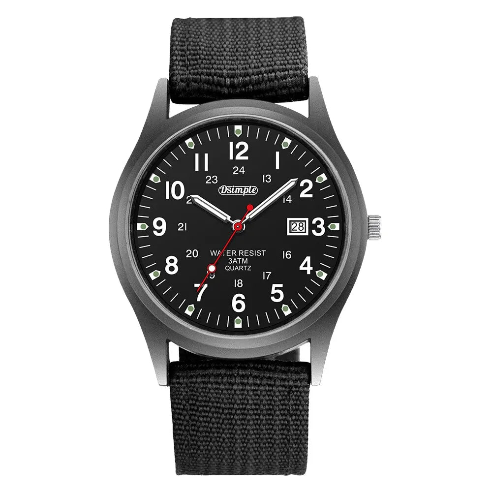 Men's analog watch with large dial and luminous hands